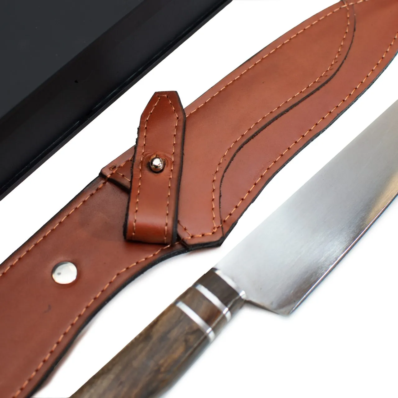 Cuchillo G 3 Anillos en Vaina de Cuero Caramaelo y Box - Image 3